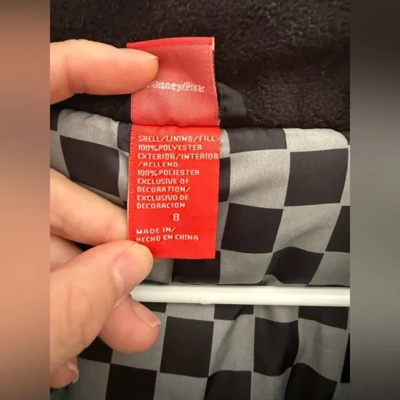 Disney Pixar Cars Lightening McQueen Puffer Jacket Coat Boys SZ 8 Full Zip Warm - Picture 3 of 8